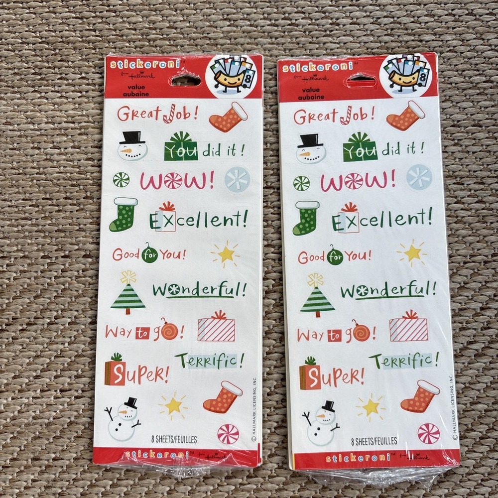 2 STICKERONI BY HALLMARK Sticker Sheet- CHRISTMAS Teacher 16 Sheets